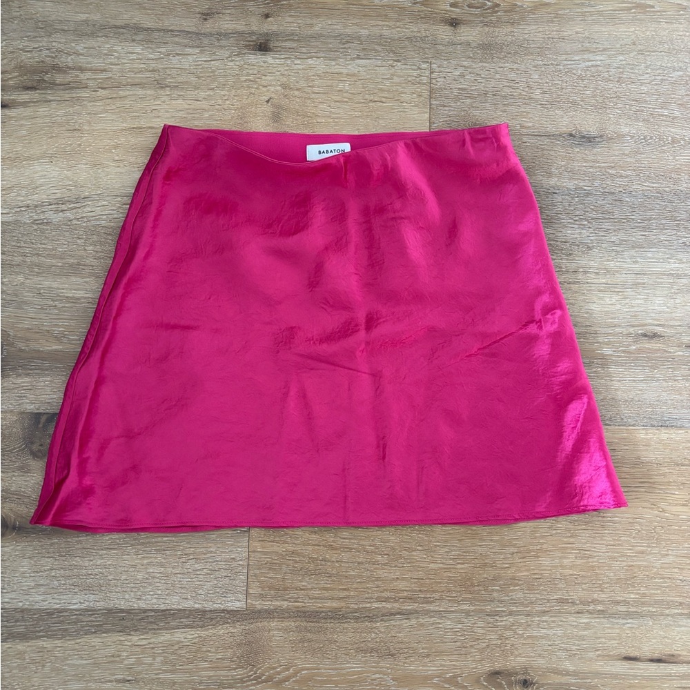 Babaton Hot Pink Satin Mini Skirt